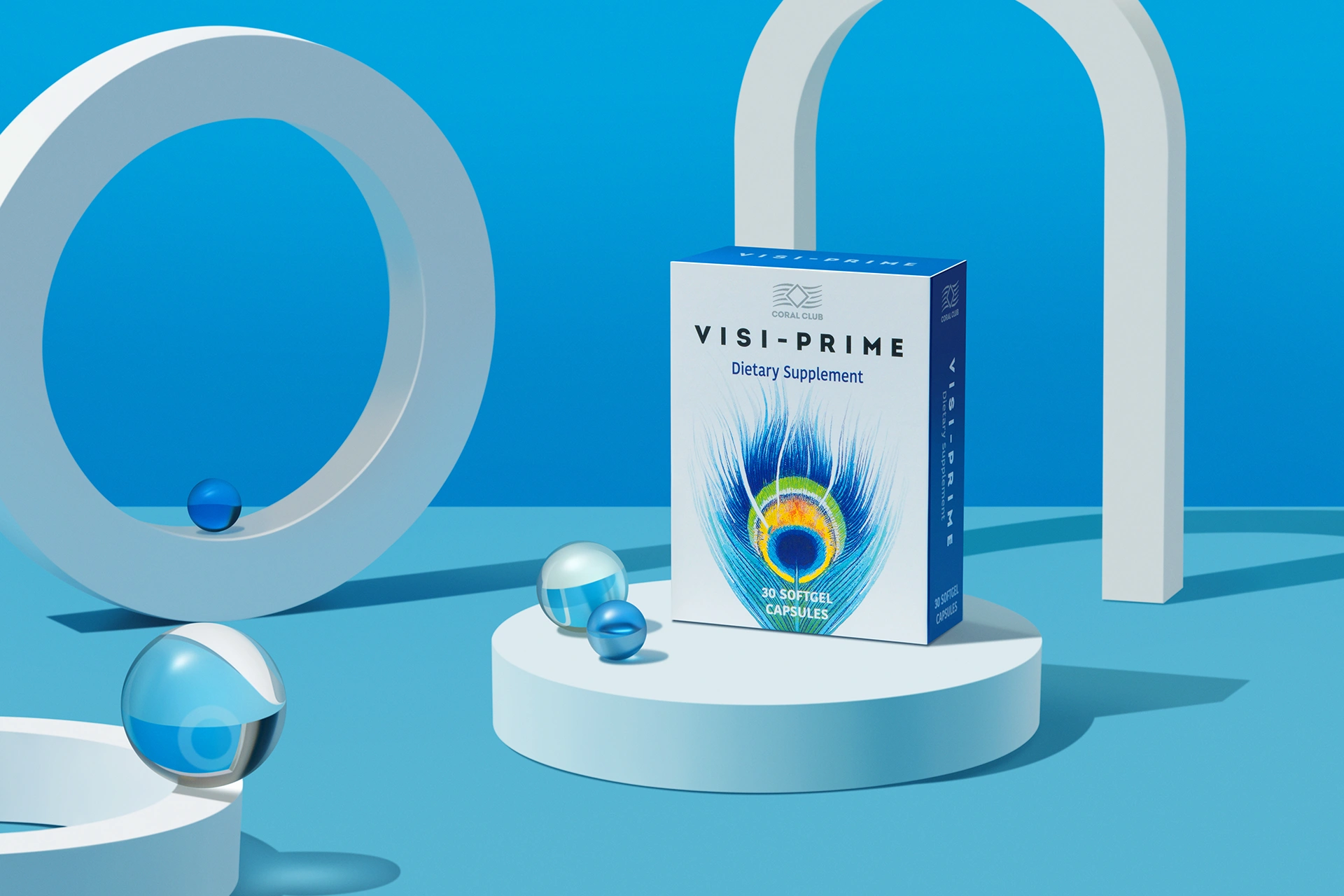 Cápsulas Visi-Prime en un entorno de estilo de vida junto a un libro y gafas