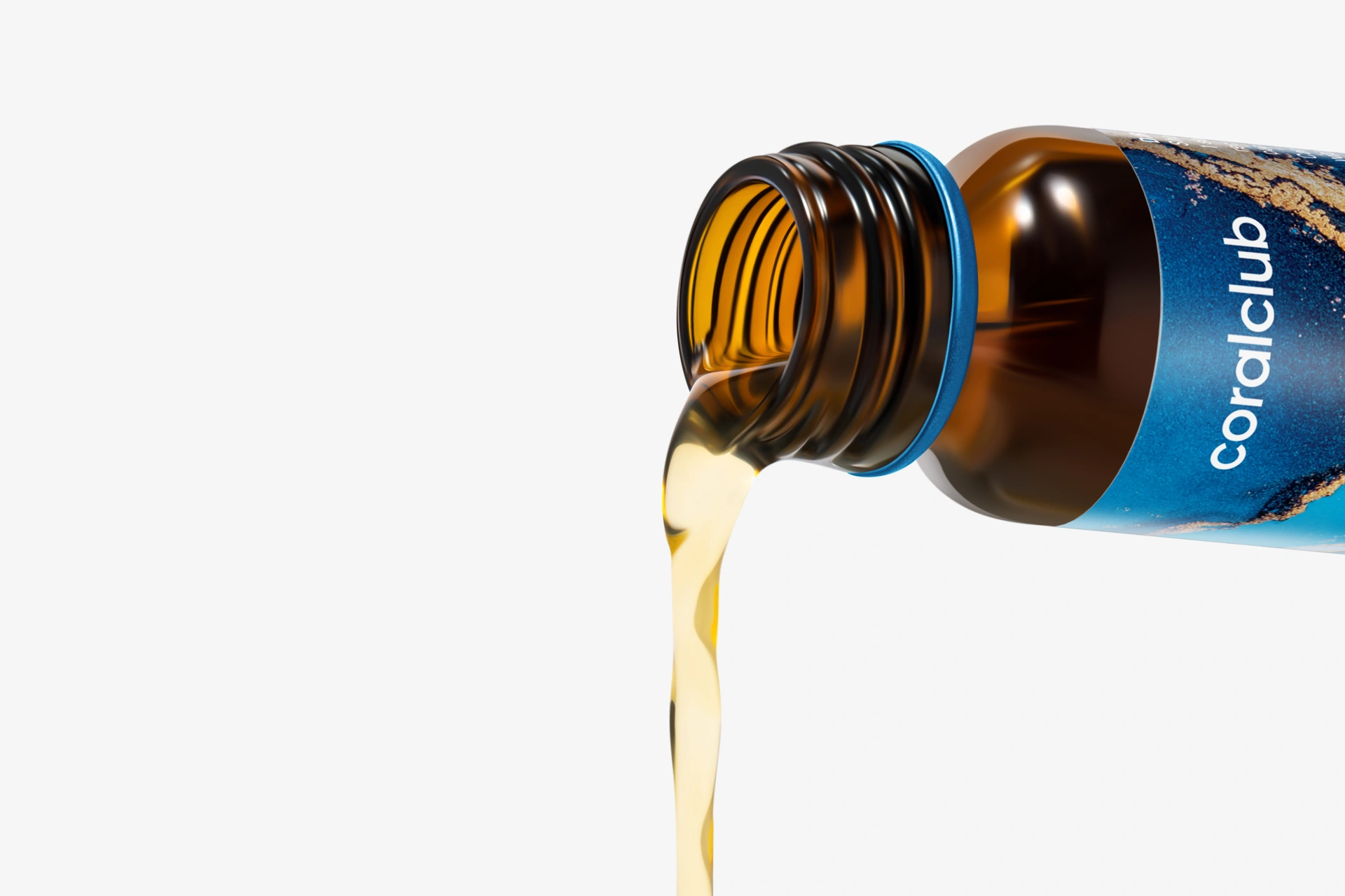 Šķidra tekstūra: produkts izlīst no Promarine Collagen Tripeptides flakona