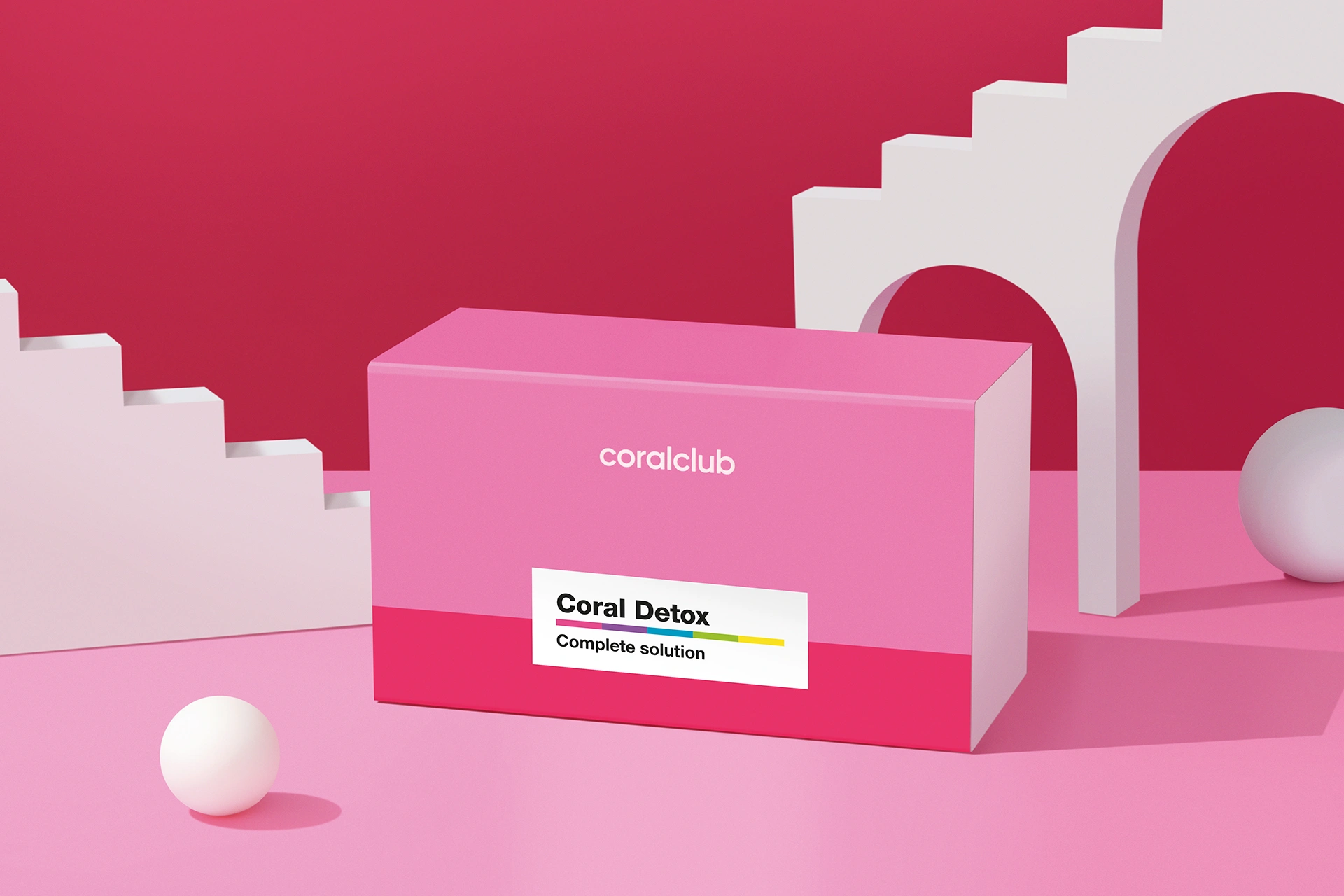 Упаковка комплекса Coral Detox на контрастном цветном фоне